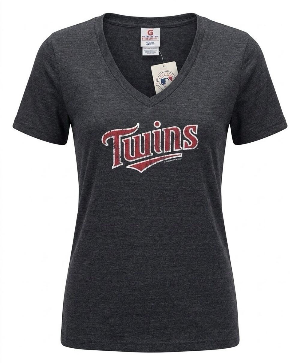 Women's Minnesota Twins Vintage Hometown Navy Tri-Blend V-Neck T-Shirt - NWT